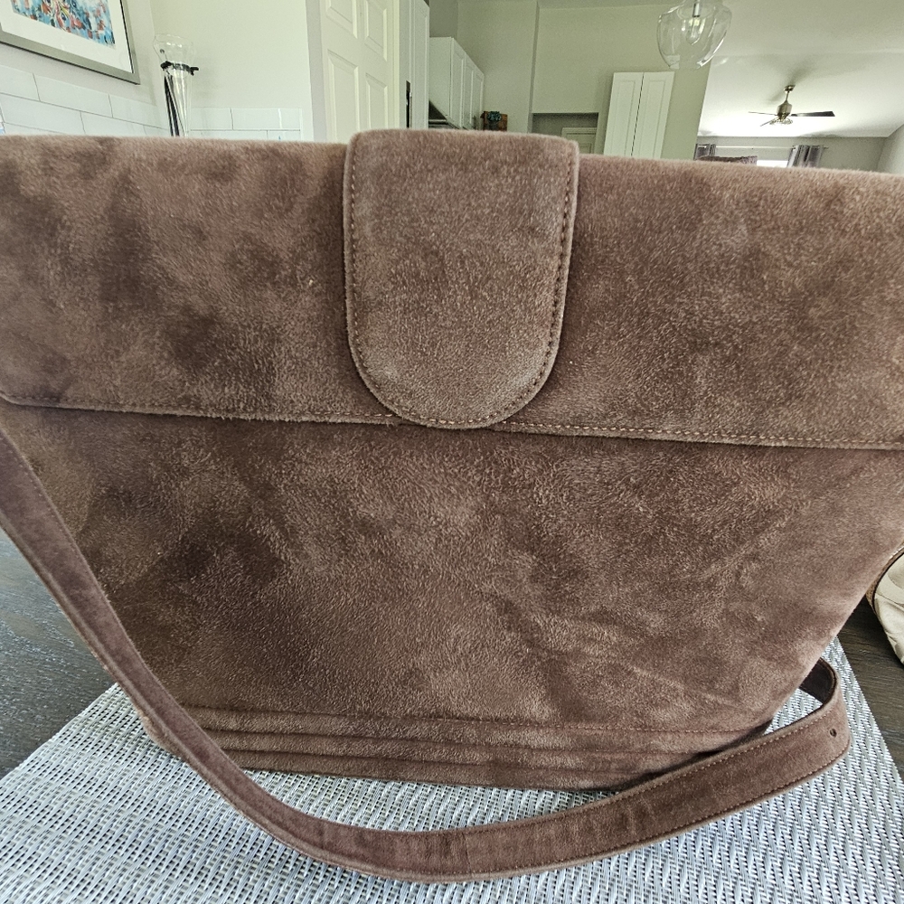 YSL Vintage Brown Suede Shoulder Bag - Picture 3 of 15